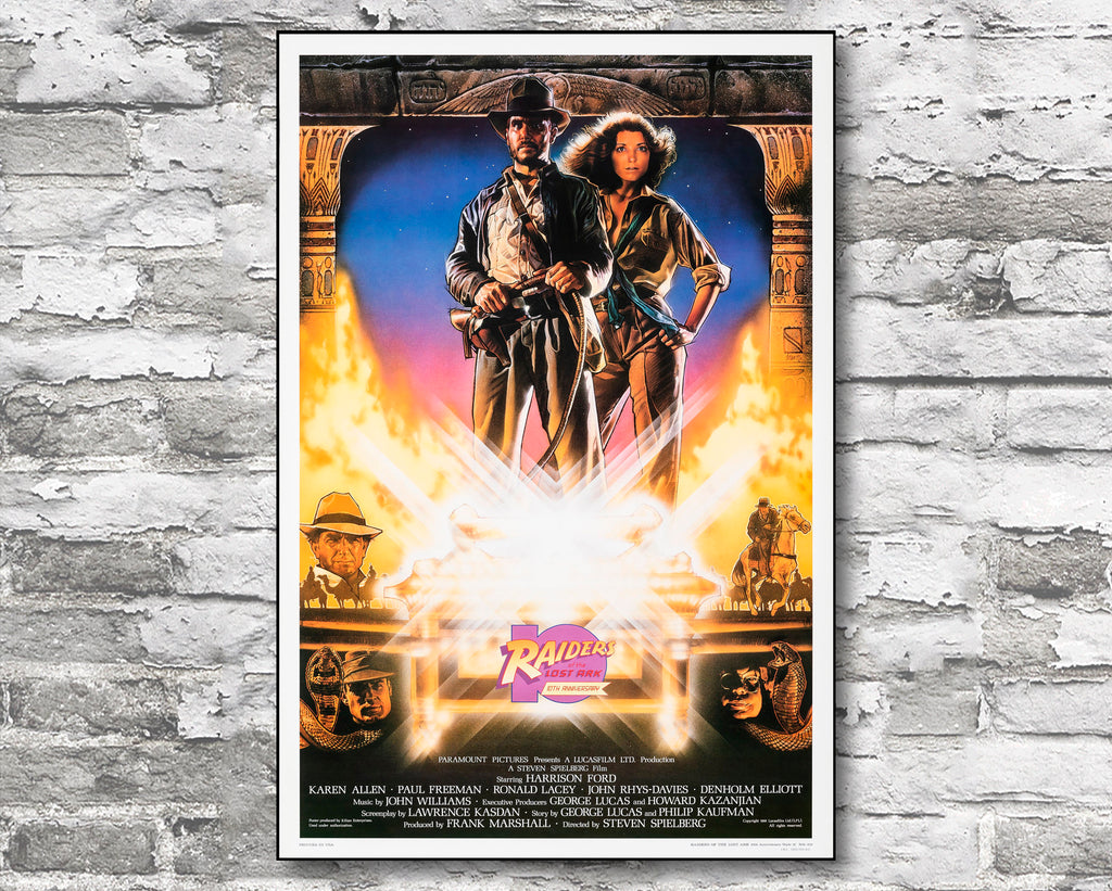 Indiana Jones Raiders of the Lost Ark 10th Anniversary Vintage Poster Reprint - Adventure Movie Home Decor in Poster Print or Canvas Art