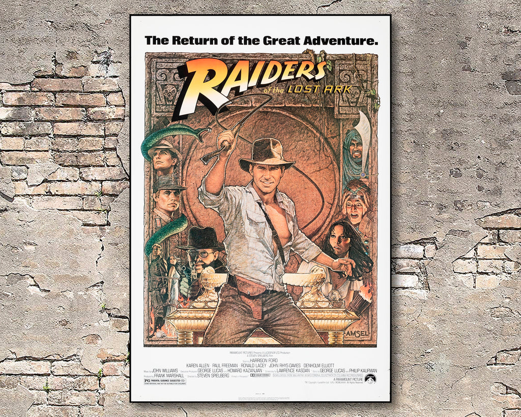 Indiana Jones Raiders of the Lost Ark 1981 Vintage Poster Reprint - Adventure Movie Home Decor in Poster Print or Canvas Art