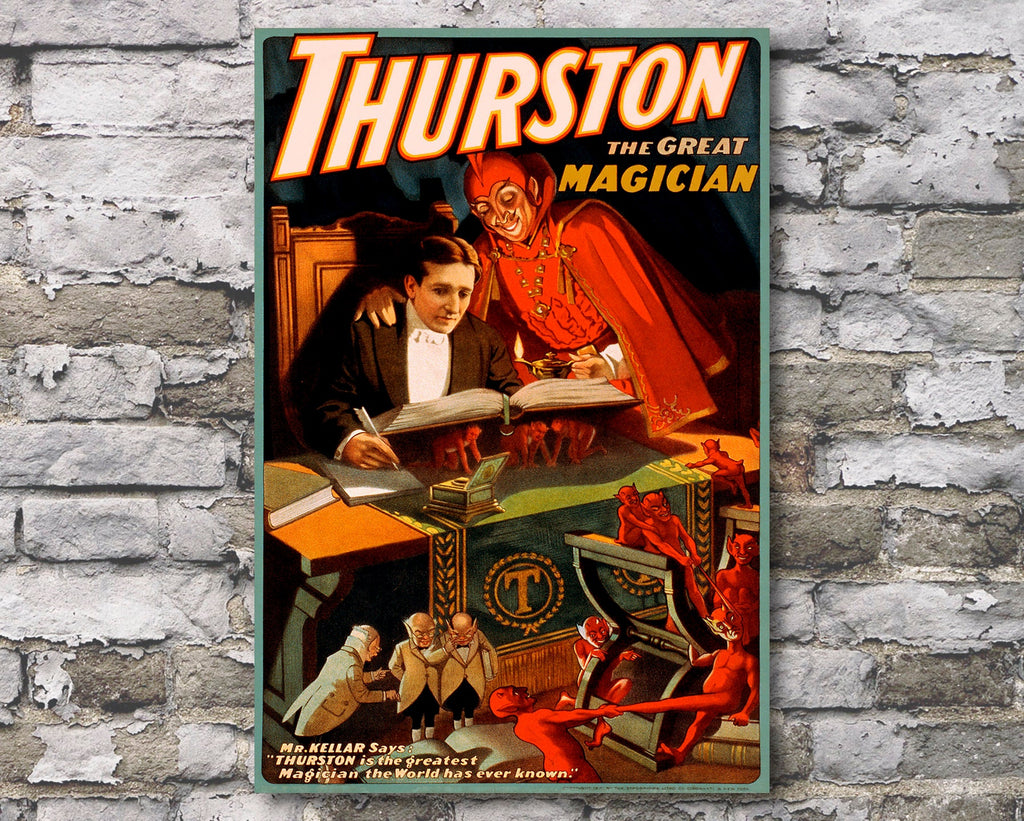 Thurston the Great Vintage Reprint Poster - Classic Vaudeville Magician Home Decor in Poster Print or Canvas Art