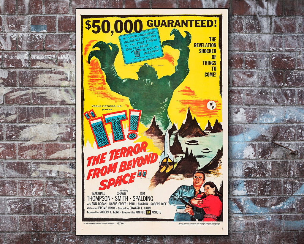 It! The Terror from Beyond Space 1958 Vintage Poster Reprint - Retro Science Fiction Home Decor in Poster Print or Canvas Art