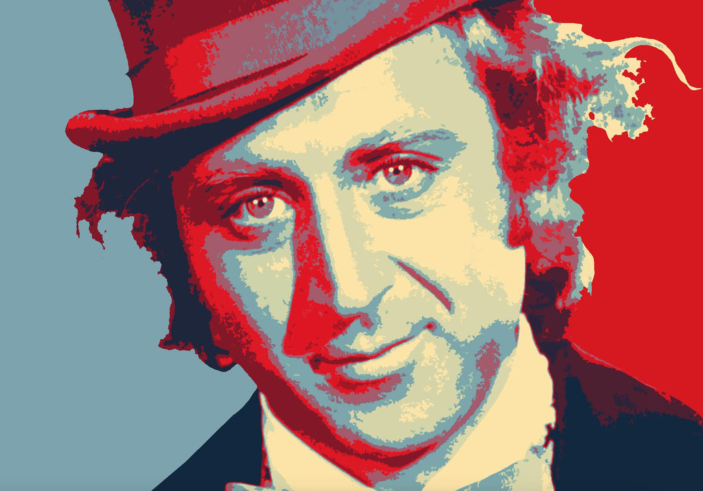 Willy Wonka and The Chocolate Factory Pop Art Illustration - Gene Wilder Movie Home Decor in Poster Print or Canvas Art