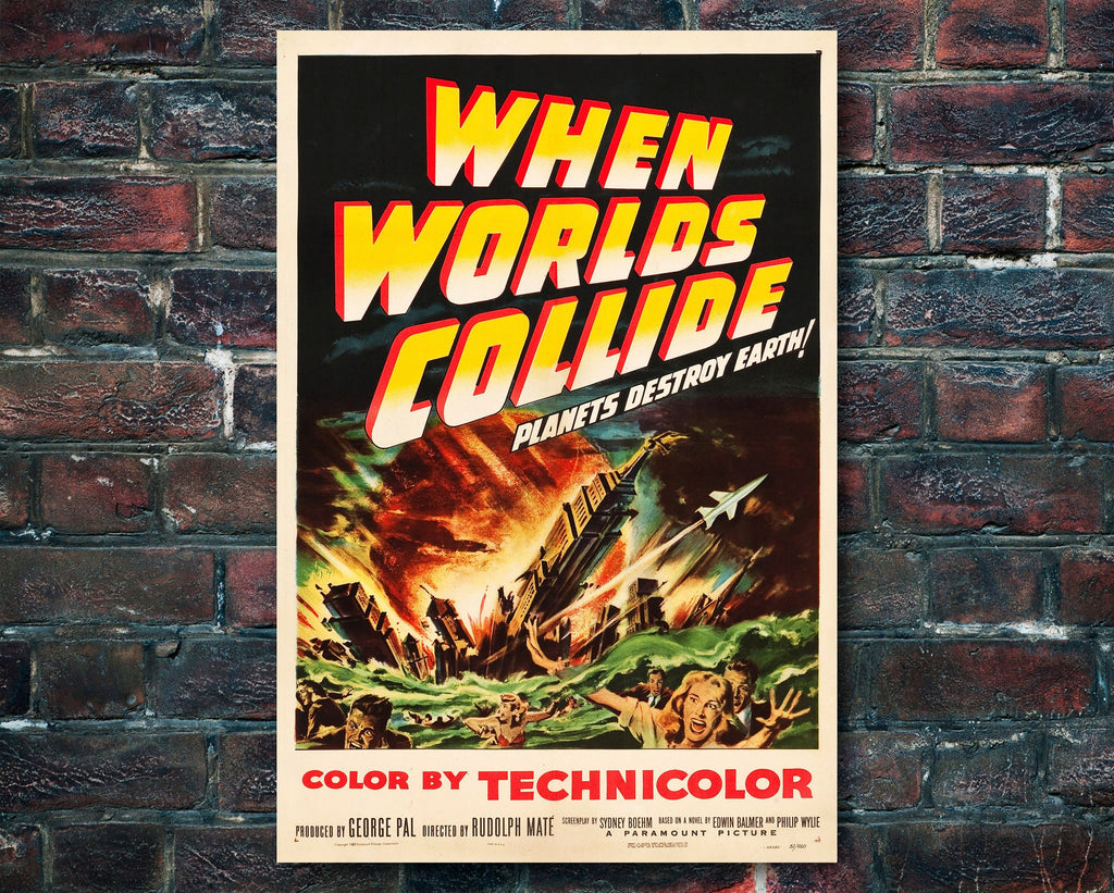 When Worlds Collide 1952 Vintage Poster Reprint - Retro Science Fiction Home Decor in Poster Print or Canvas Art