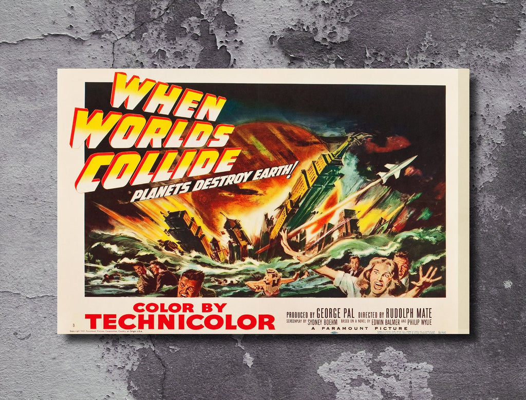 When Worlds Collide 1952 Vintage Poster Reprint - Retro Science Fiction Home Decor in Poster Print or Canvas Art