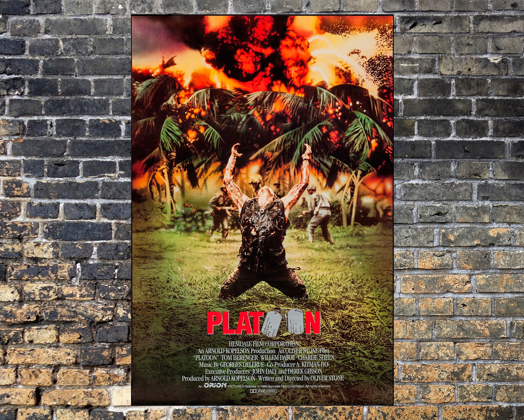 Platoon 1986 Vintage Poster Reprint - Classic Hollywood War Movie Home Decor in Poster Print or Canvas Art