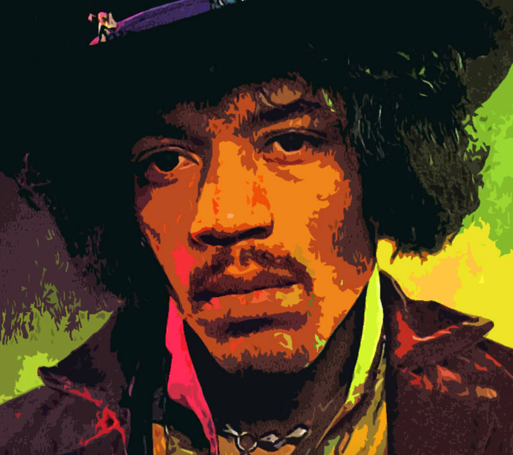 Jimi Hendrix Pop Art Illustration - Rock and Roll Music Home Decor in Poster Print or Canvas Art