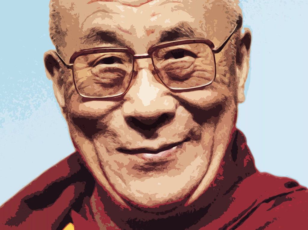 His Holiness the 14th Dalai Lama Pop Art Illustration - Tibetan Buddhism Home Decor in Poster Print or Canvas Art