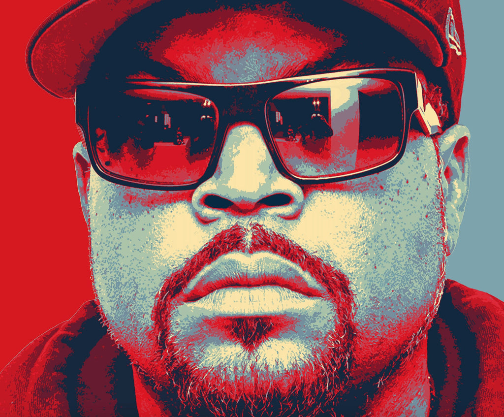 Ice Cube Pop Art Illustration - NWA Rap Hip hop Music Icon Home Decor in Poster Print or Canvas Art