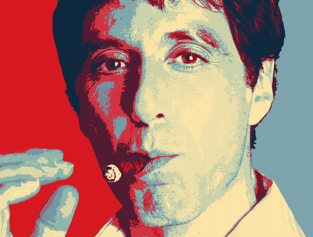 Scarface Tony Montana Pop Art Illustration - Gangster Movie Home Decor in Poster Print or Canvas Art