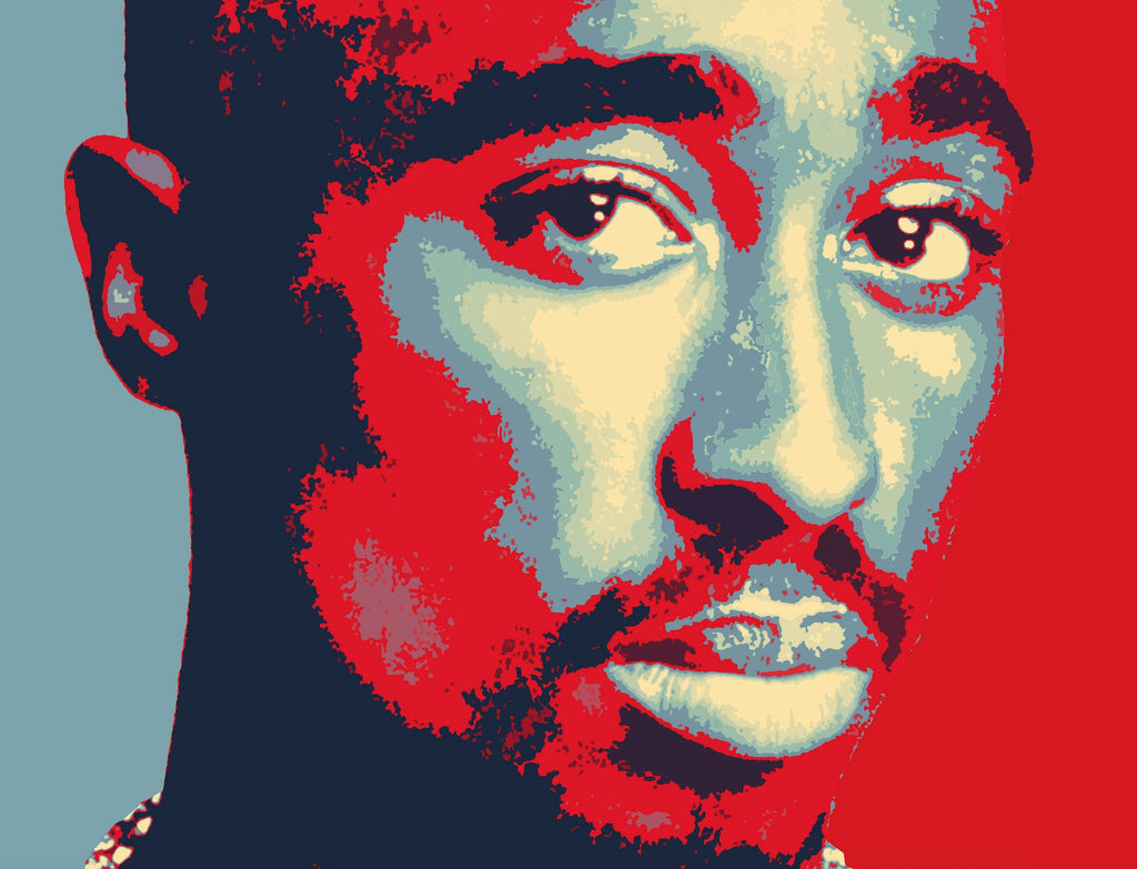 Tupac Shakur Pop Art Illustration - 2Pac Rap Hip hop Music Icon Home Decor in Poster Print or Canvas Art