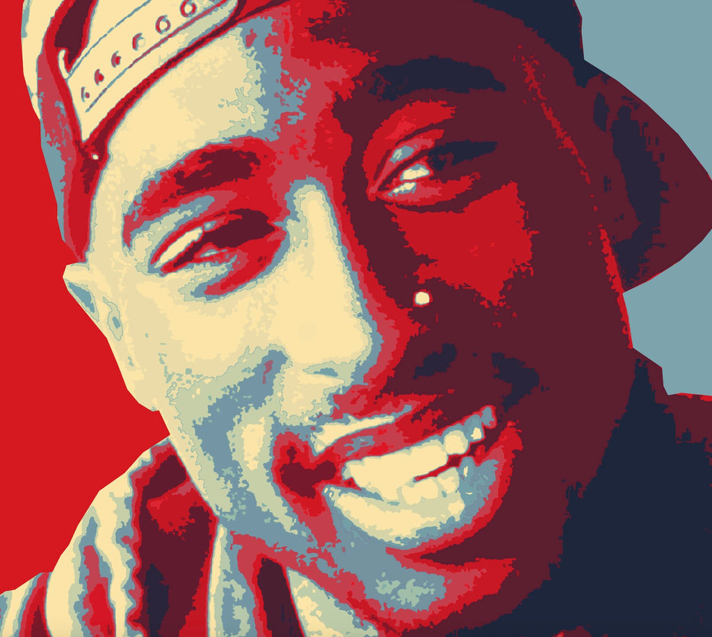 Tupac Shakur Pop Art Illustration - 2Pac Rap Hip hop Music Icon Home Decor in Poster Print or Canvas Art