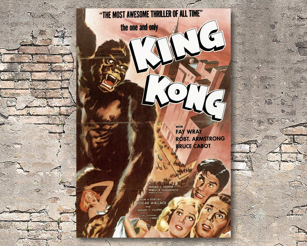 King Kong 1933 Vintage Poster Reprint - Monster Movie Home Decor in Poster Print or Canvas Art