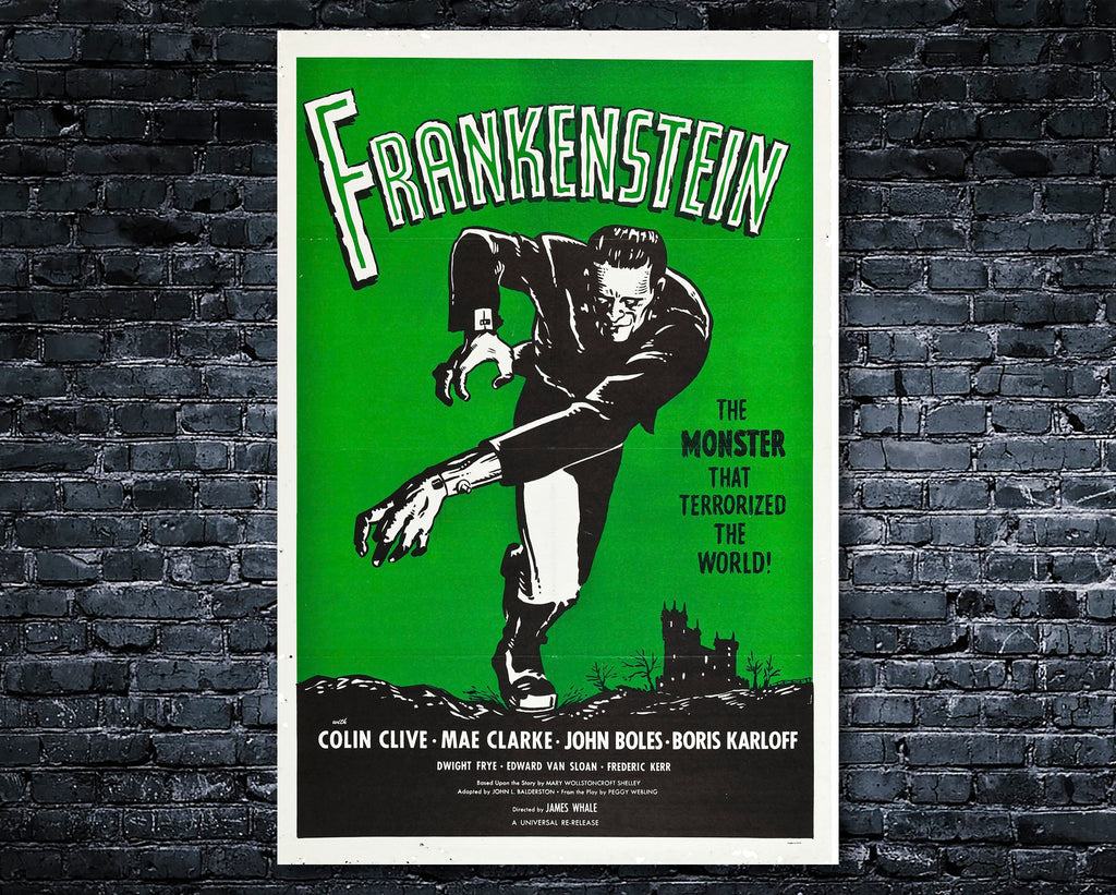 Frankenstein 1931 Vintage Poster Reprint - Boris Karloff Monster Home Decor in Poster Print or Canvas Art