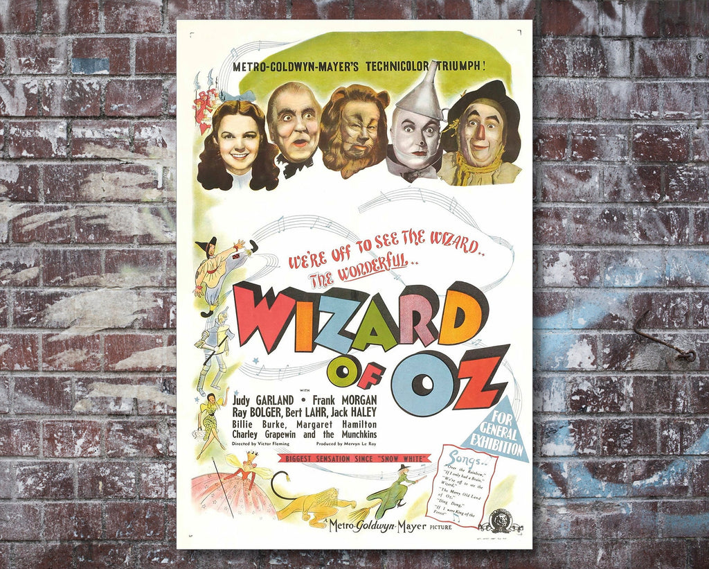 Wizard of Oz 1939 Vintage Poster Reprint - Classic Film Home Decor in Poster Print or Canvas Art