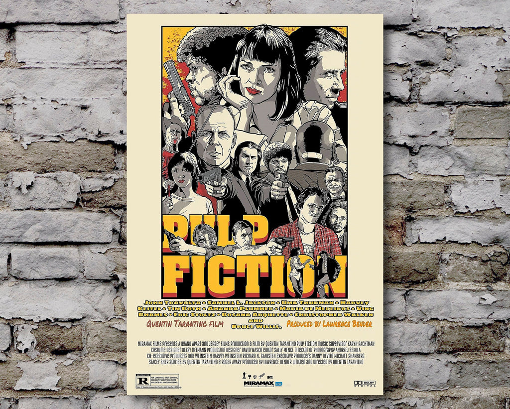 Pulp Fiction 1994 Poster Reprint - Tarantino Gangster Movie Home Decor in Poster Print or Canvas Art