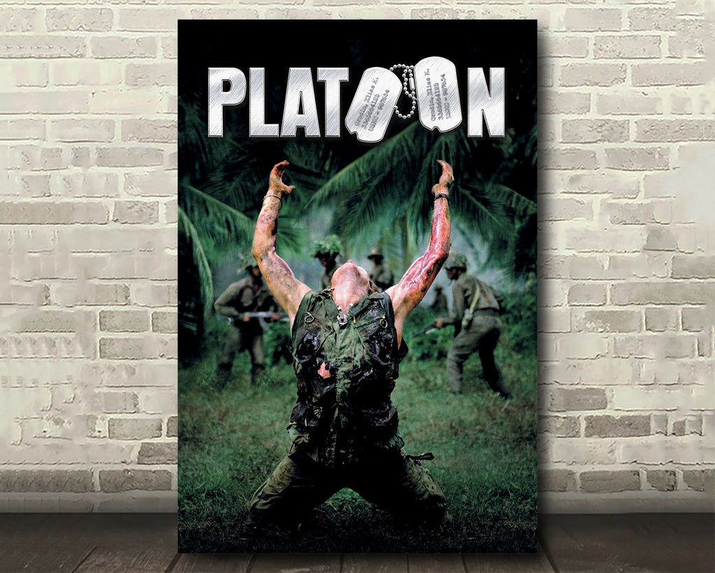 Platoon 1986 Vintage Poster Reprint - Classic Hollywood War Movie Home Decor in Poster Print or Canvas Art