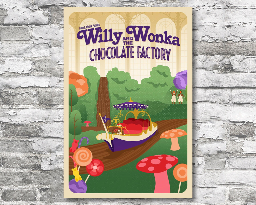 Willy Wonka and The Chocolate Factory 1971 Poster Reprint - Fantasy Movie Home Decor in Poster Print or Canvas Art