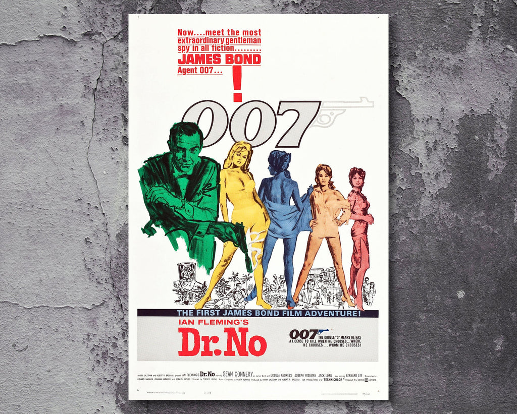 Dr. No 1962 James Bond Reprint - 007 Home Decor in Poster Print or Canvas Art