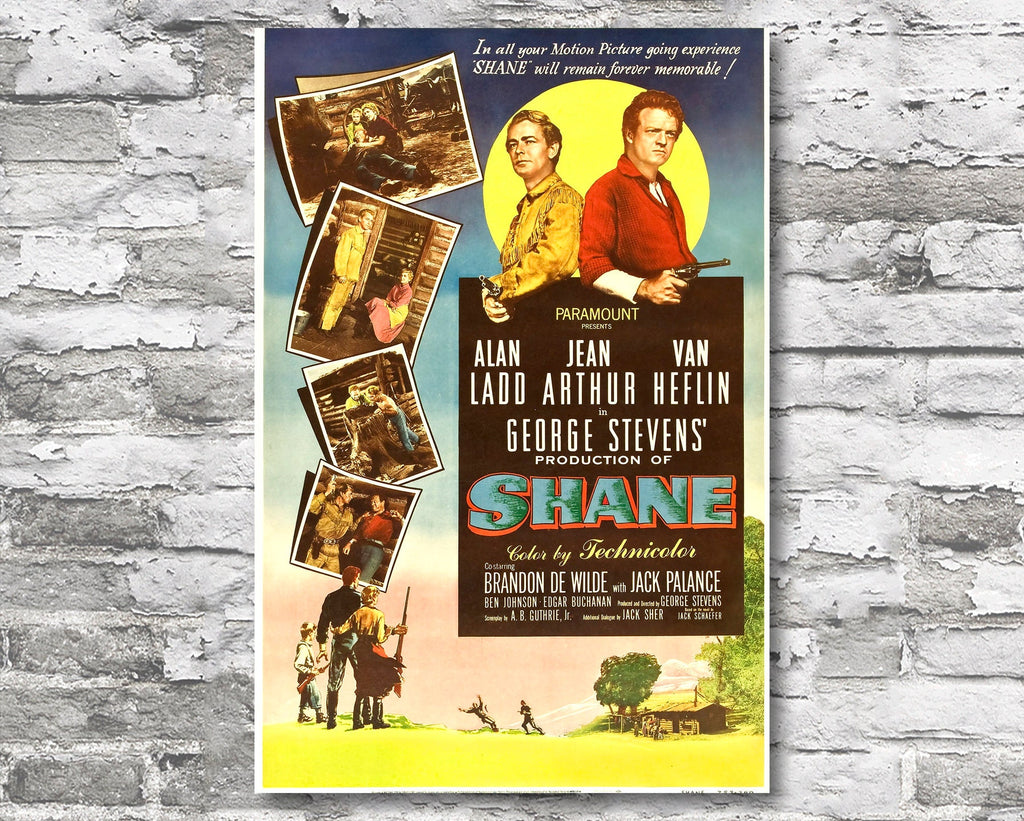 Shane 1953 Vintage Poster Reprint - Cowboy Western Home Decor in Poster Print or Canvas Art