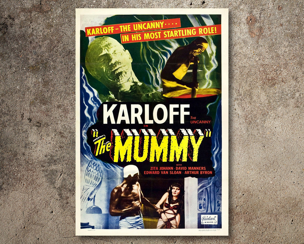 Mummy 1932 Vintage Poster Reprint - Boris Karloff Monster Home Decor in Poster Print or Canvas Art