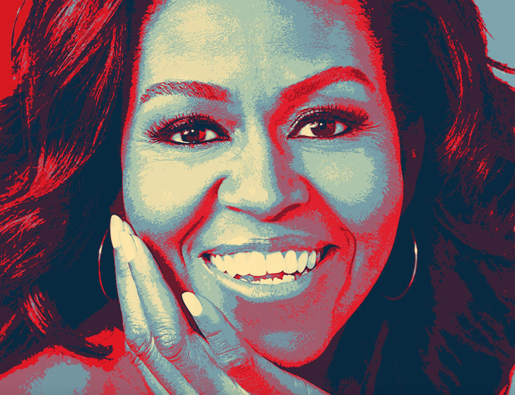 First Lady Michelle Obama Pop Art Illustration - American Political Home Decor in Poster Print or Canvas Art