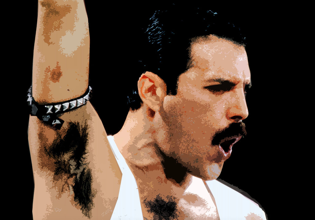 Freddie Mercury Queen Pop Art Illustration - Rock and Roll Music Home Decor in Poster Print or Canvas Art Active