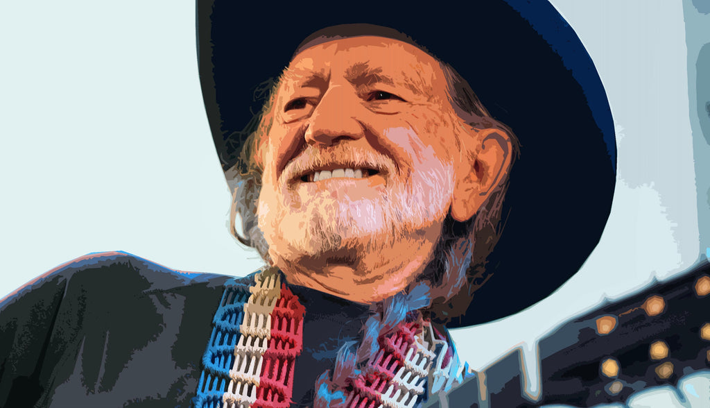 Willie Nelson Pop Art Illustration - Country Music Home Decor in Poster Print or Canvas Art