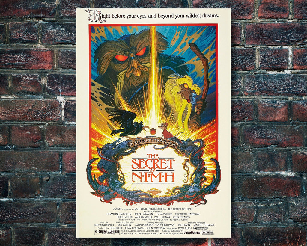 The Secret of NIMH 1982 Vintage Poster Reprint - Don Bluth Cartoon Home Decor in Poster Print or Canvas Art