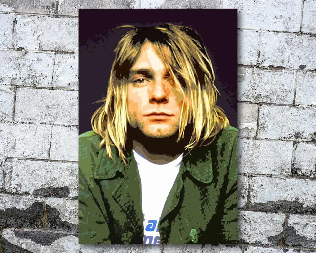 Kurt Cobain Nirvana Pop Art Illustration - Rock and Roll Music Icon Home Decor in Poster Print or Canvas Art