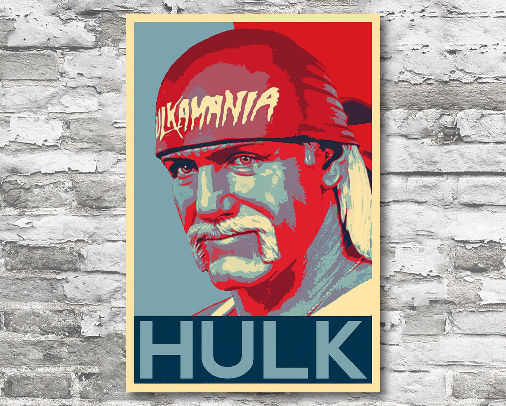 Hulk Hogan Pop Art Illustration - Wrestler Home Decor in Poster Print or Canvas Art