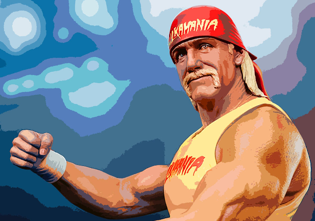 Hulk Hogan Pop Art Illustration - Wrestler Home Decor in Poster Print or Canvas Art