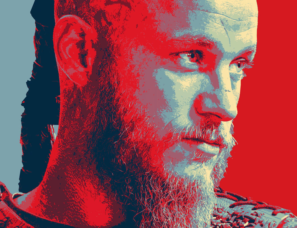 Ragnar Lothbrok Pop Art Illustration - Vikings Norse Television Home Decor in Poster Print or Canvas Art