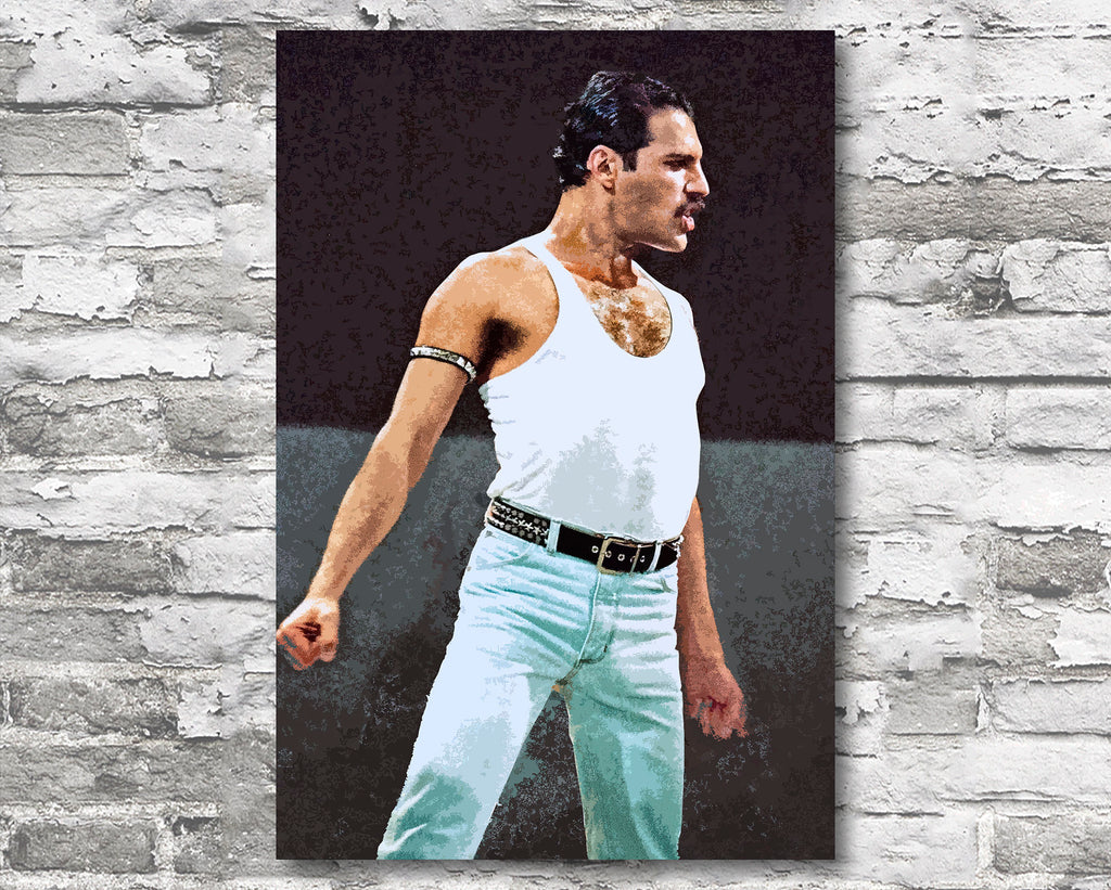 Freddie Mercury Queen Pop Art Illustration - Rock and Roll Music Home Decor in Poster Print or Canvas Art Active