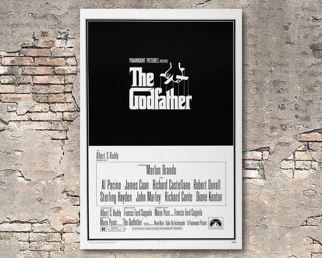 The Godfather 1972 Vintage Poster Reprint - Classic Mafia Movie Home Decor in Poster Print or Canvas Art