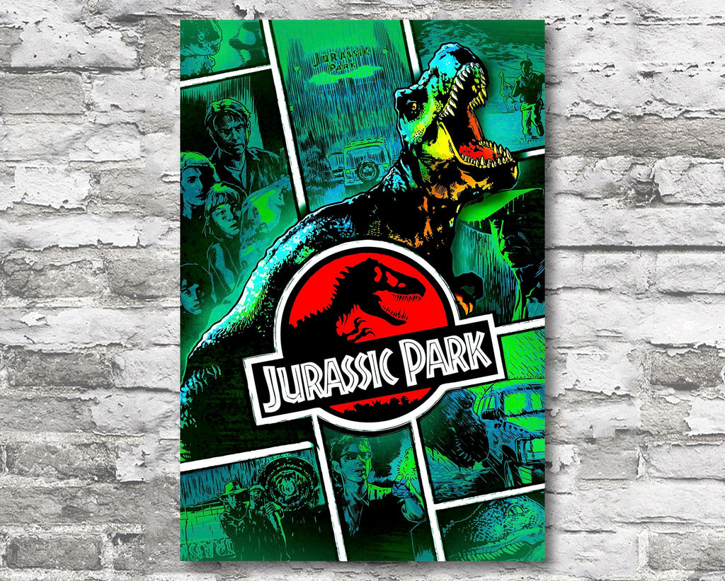 Jurassic Park 1993 Vintage Poster Reprint - Steven Spielberg Science Fiction Movie Home Decor in Poster Print or Canvas Art