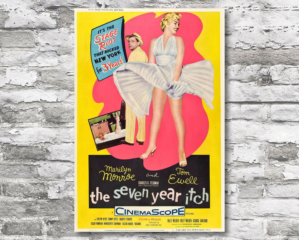 The Seven Year Itch 1955 Poster Reprint - Marilyn Monroe Romantic Comedy Movie Home Decor in Poster Print or Canvas Art