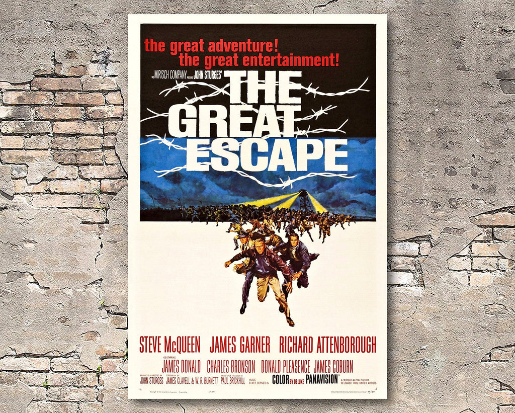 The Great Escape 1963 Poster Reprint - Classic Movie Home Decor in Poster Print or Canvas Art