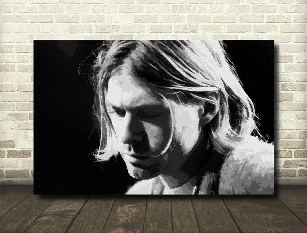 Kurt Cobain Nirvana Pop Art Illustration - Rock and Roll Music Icon Home Decor in Poster Print or Canvas Art