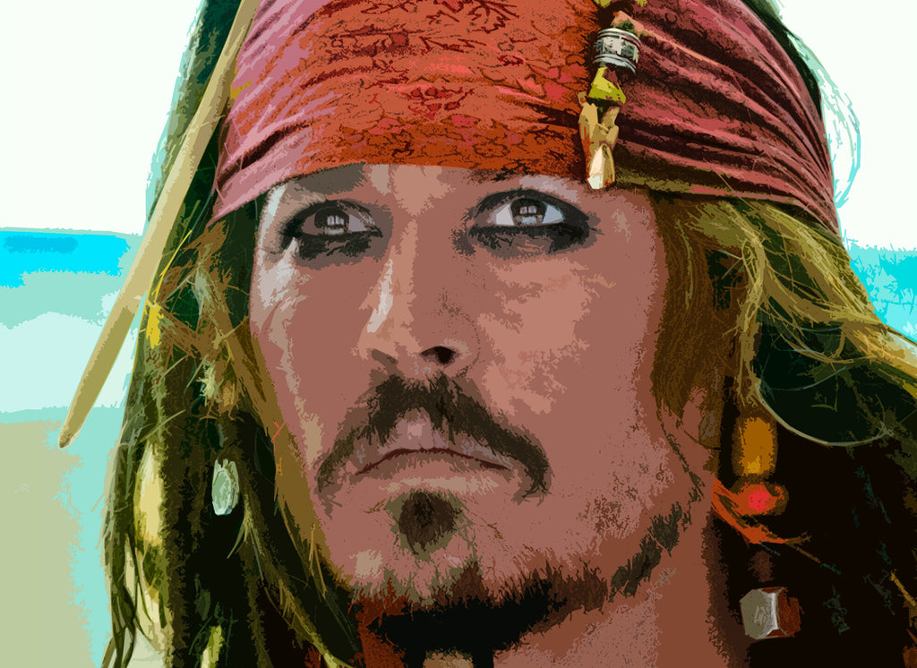 Jack Sparrow Pop Art Illustration - Pirates of The Caribbean Disney Home Decor in Poster Print or Canvas Art