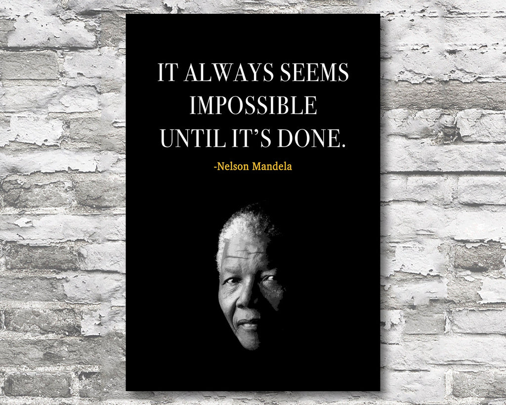 Nelson Mandela Quote Motivational Wall Art | Inspirational Home Decor in Poster Print or Canvas Art