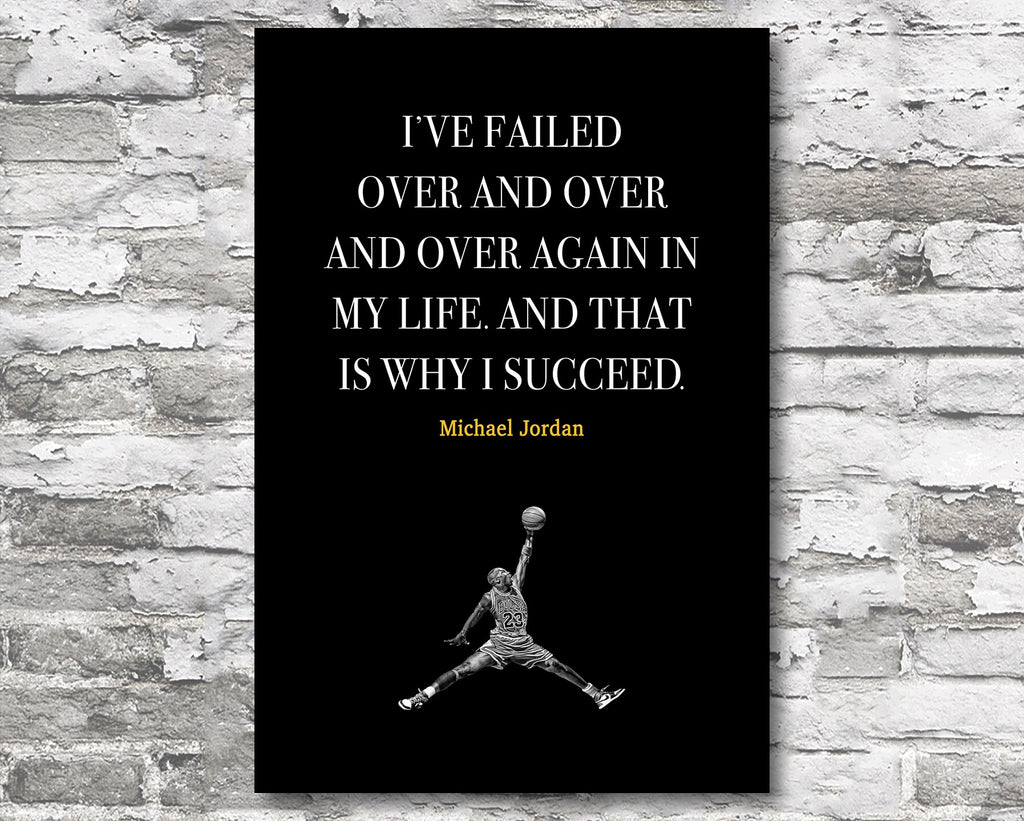 Michael Jordan Quote Motivational Wall Art | Inspirational Home Decor in Poster Print or Canvas Art