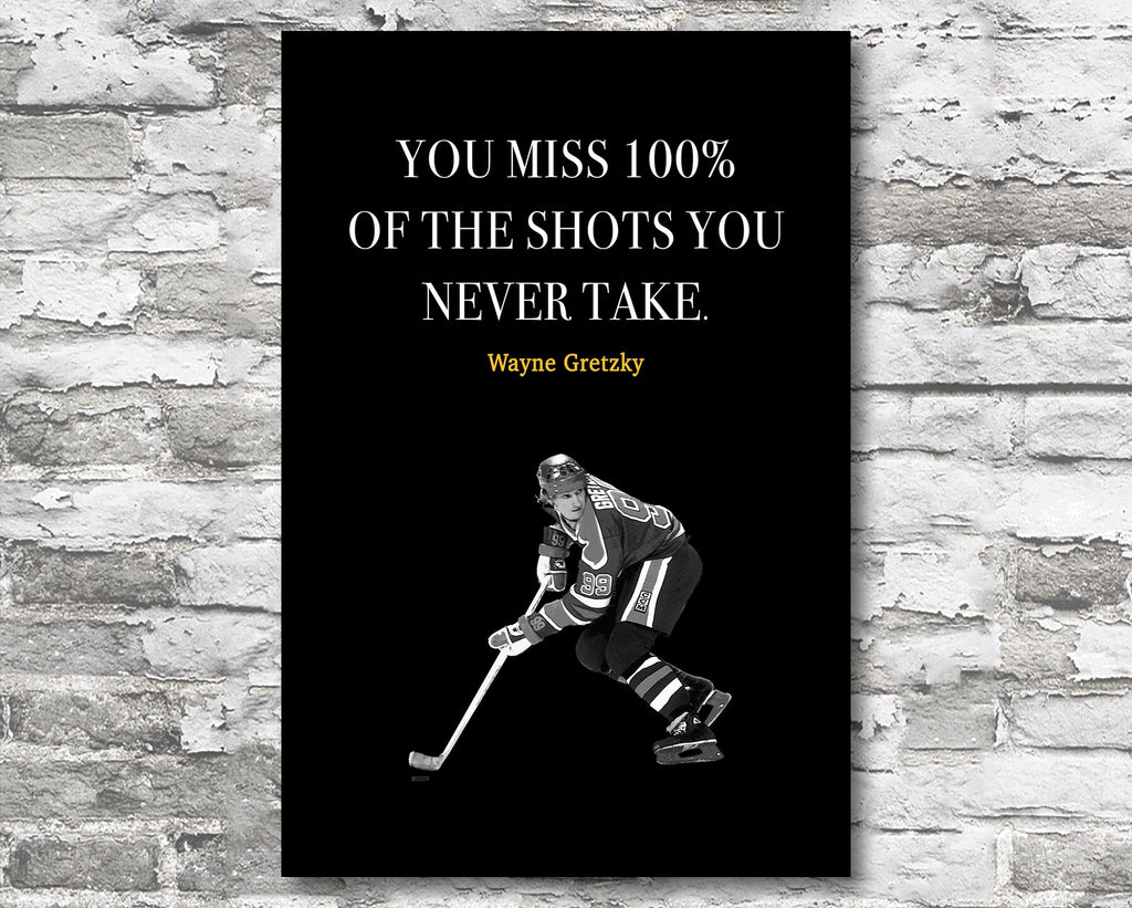 Wayne Gretzky Quote Motivational Wall Art | Inspirational Home Decor in Poster Print or Canvas Art