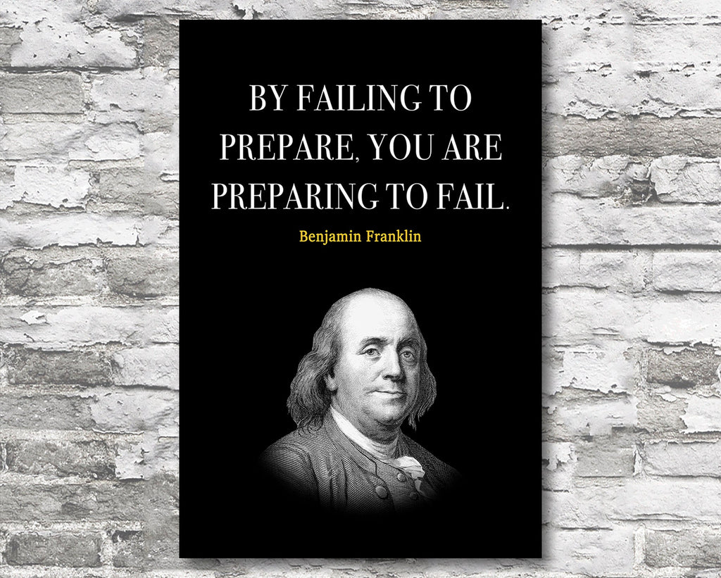 Benjamin Franklin Quote Motivational Wall Art | Inspirational Home Decor in Poster Print or Canvas Art