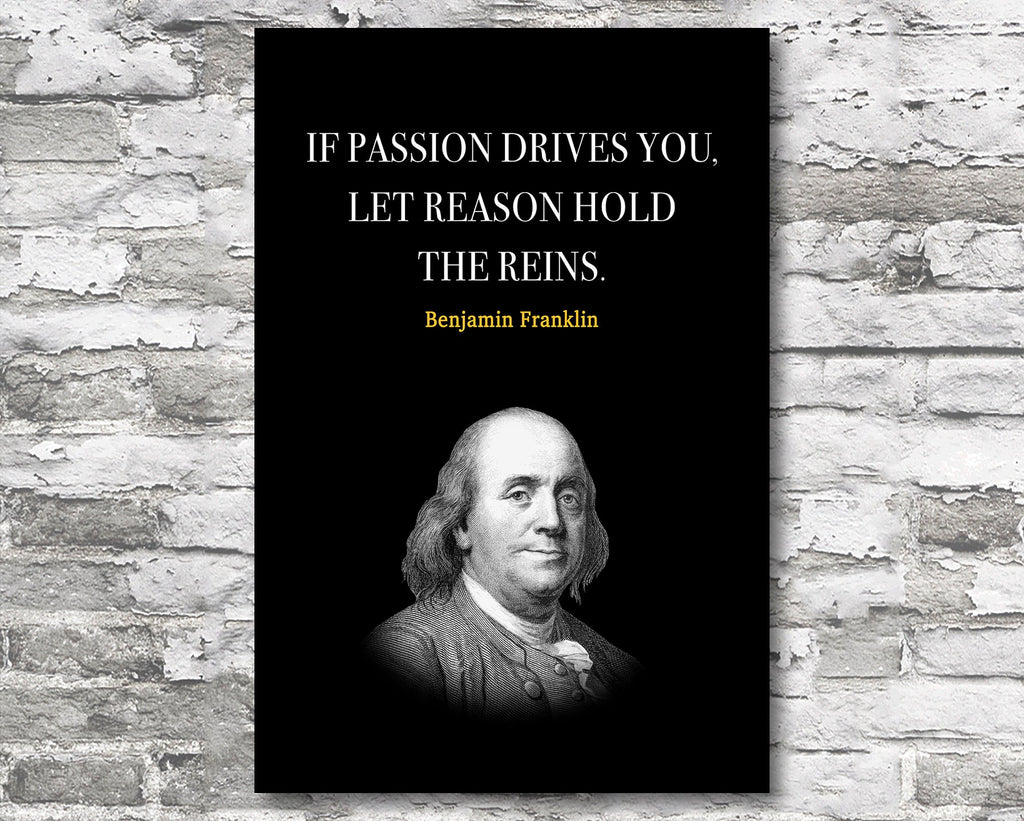 Benjamin Franklin Quote Motivational Wall Art | Inspirational Home Decor in Poster Print or Canvas Art