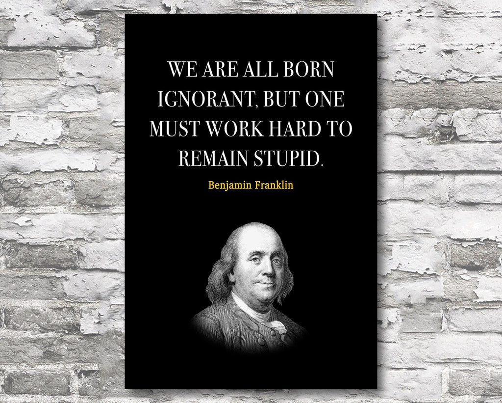 Benjamin Franklin Quote Motivational Wall Art | Inspirational Home Decor in Poster Print or Canvas Art