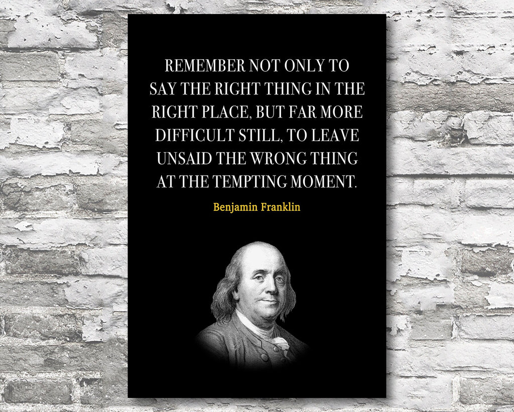 Benjamin Franklin Quote Motivational Wall Art | Inspirational Home Decor in Poster Print or Canvas Art