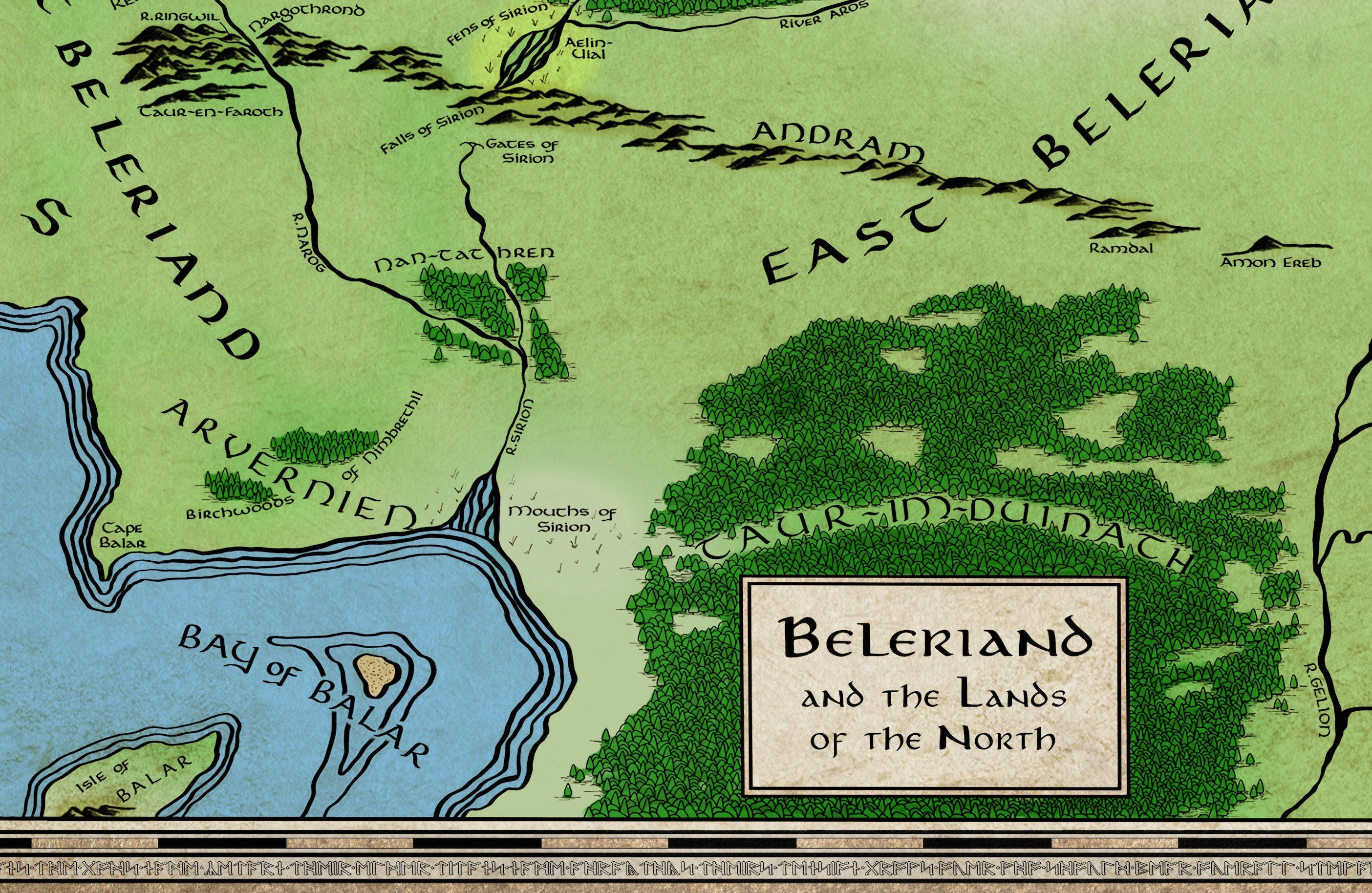 Beleriand Color Map Silmarillion Map Art Middle Earth Poster Fan beleriand-color-map-silmarillion-map-art-middle-earth-poster-fan