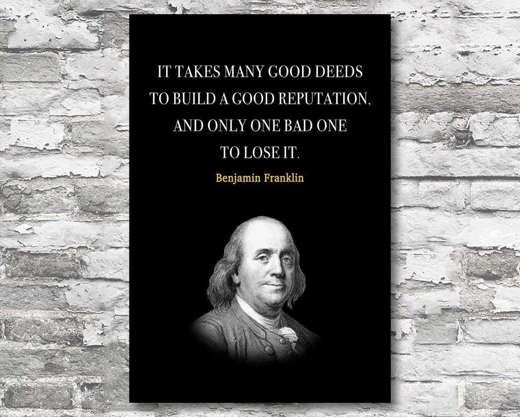 Benjamin Franklin Quote Motivational Wall Art | Inspirational Home Decor in Poster Print or Canvas Art