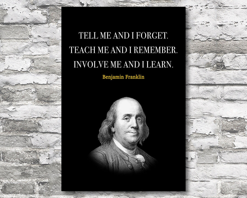 Benjamin Franklin Quote Motivational Wall Art | Inspirational Home Decor in Poster Print or Canvas Art