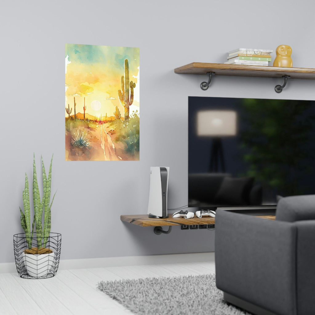 Desert Sunset Print Colorful Watercolor Wall Art Southwest Landscape Gift Saguaro Cactus Beautiful Nature Home Decor