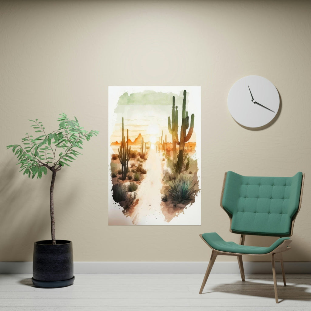 Desert Sunset Print Colorful Watercolor Wall Art Southwest Landscape Gift Saguaro Cactus Beautiful Nature Home Decor